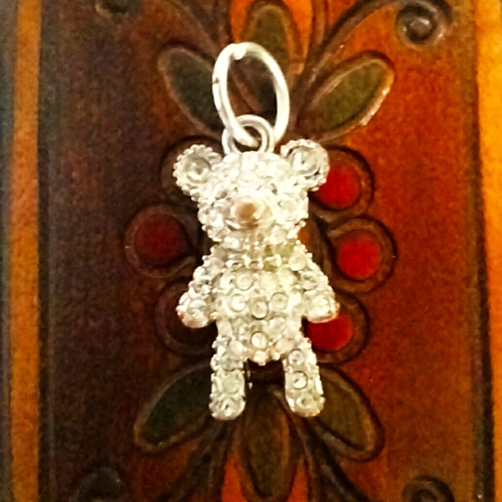 Sterling Silver with Crystals Teddy Bear Pendant